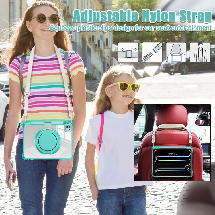 For iPad Pro 11 2024 Rotation Ring Handle TPU Hybrid Clear PC Tablet Case(Light Green) - iPad Pro 11 2024 Cases by buy2fix | Online Shopping UK | buy2fix