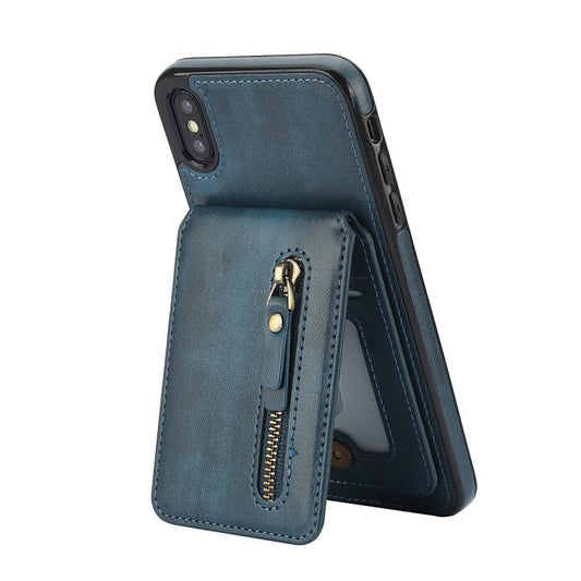 For iPhone XS Max Zipper Wallet Split MagSafe Leather Back Phone Case(Blue) - More iPhone Cases by buy2fix | Online Shopping UK | buy2fix