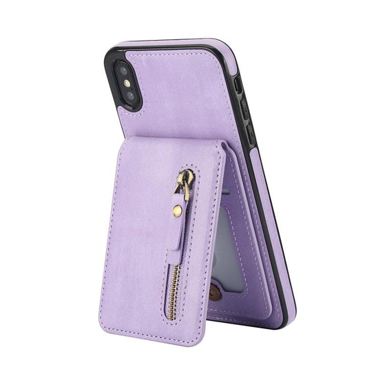 For iPhone XS Max Zipper Wallet Split MagSafe Leather Back Phone Case(Purple) - More iPhone Cases by buy2fix | Online Shopping UK | buy2fix