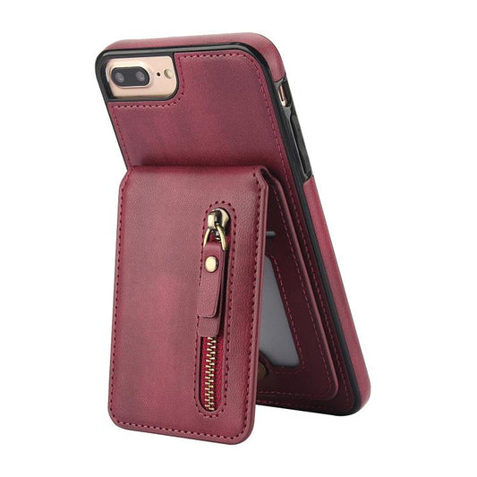 For iPhone 7 Plus / 8 Plus Zipper Wallet Split MagSafe Leather Back Phone Case(Red) - More iPhone Cases by buy2fix | Online Shopping UK | buy2fix