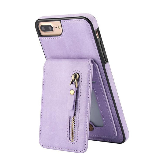 For iPhone 7 Plus / 8 Plus Zipper Wallet Split MagSafe Leather Back Phone Case(Purple) - More iPhone Cases by buy2fix | Online Shopping UK | buy2fix