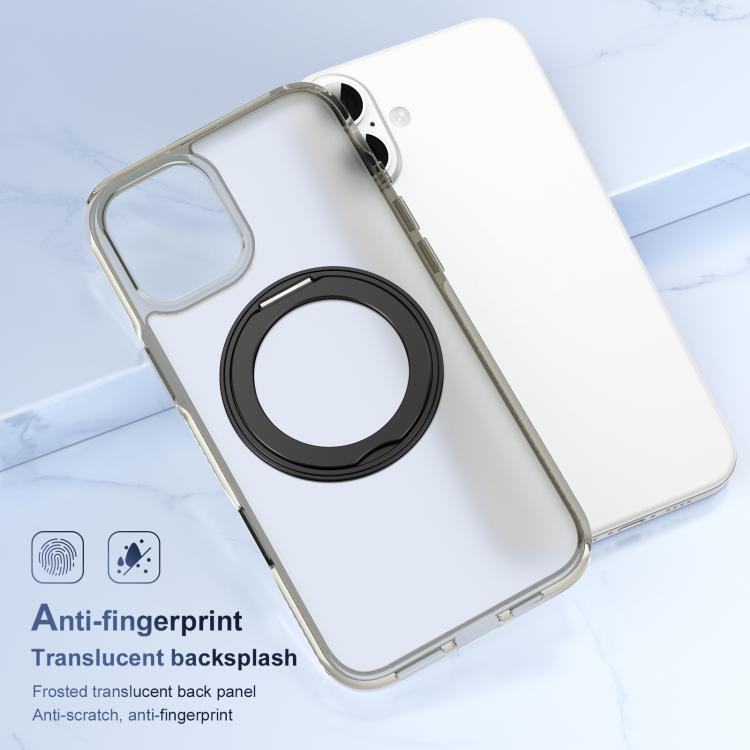 For iPhone 16 Plus Translucent Frosted MagSafe Holder Phone Case with AI Button(Grey) - iPhone 16 Plus Cases by buy2fix | Online Shopping UK | buy2fix