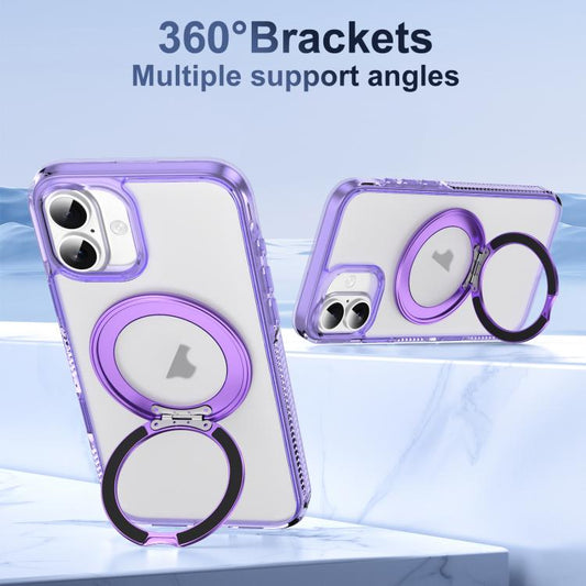 For iPhone 16 Translucent Frosted MagSafe Holder Phone Case with AI Button(Purple) - iPhone 16 Cases by buy2fix | Online Shopping UK | buy2fix