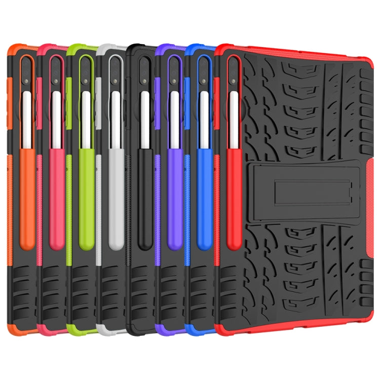 For Samsung Galaxy Tab S7 Lite T730 / T735 & S7+ T970 / T976B Tire Texture Shockproof TPU + PC Protective Case with Holder(Red) by buy2fix