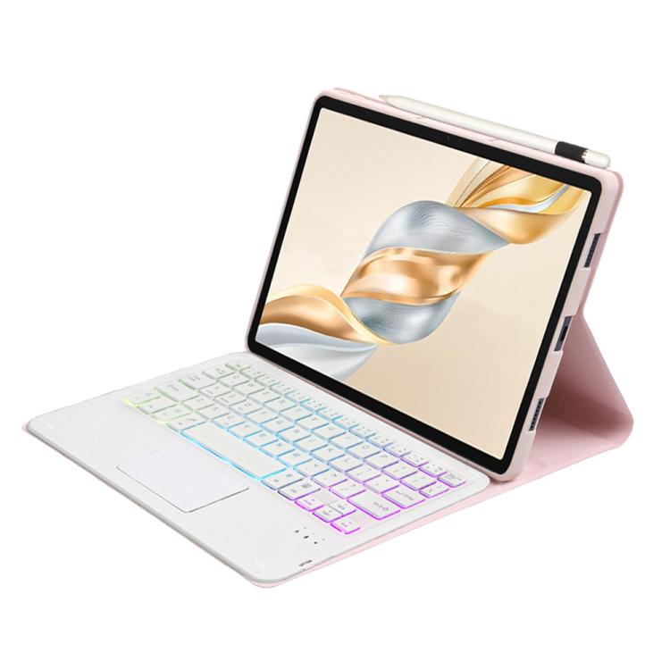 For Honor Pad X9 Pro 11.5 AH28-AS Ultra-thin Detachable Backlight Bluetooth Keyboard Leather Tablet Case with Touchpad(Pink White) - Others Keyboard by buy2fix | Online Shopping UK | buy2fix