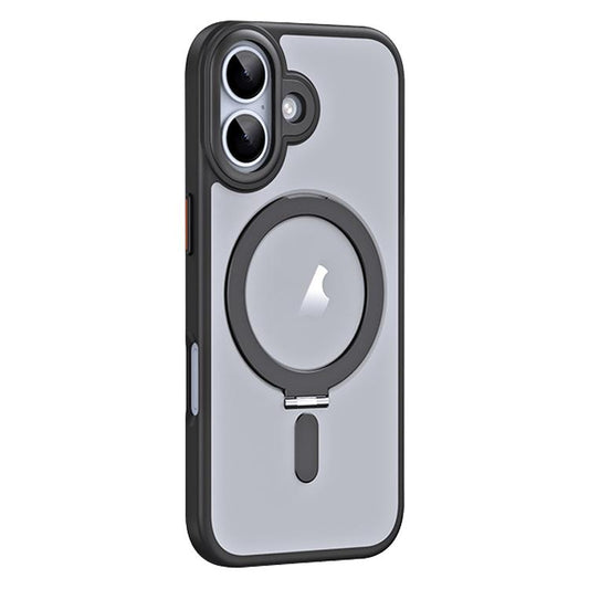 For iPhone 17 Airbag MagSafe Shockproof Frosted Phone Case with Fold Holder(Black) - iPhone 17 Cases by buy2fix | Online Shopping UK | buy2fix