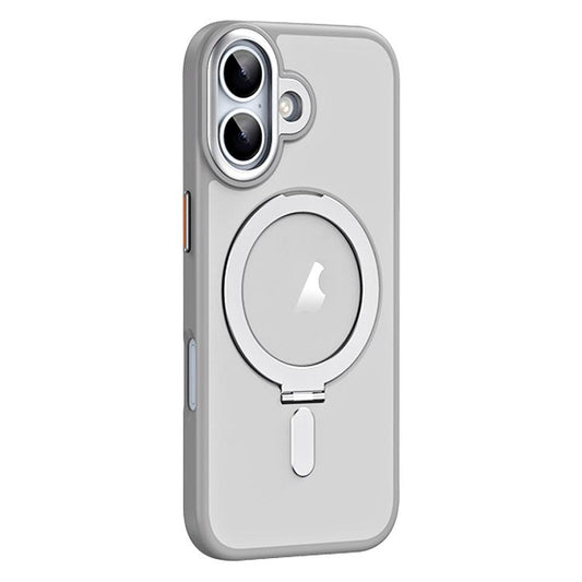 For iPhone 17 Airbag MagSafe Shockproof Frosted Phone Case with Fold Holder(Grey) - iPhone 17 Cases by buy2fix | Online Shopping UK | buy2fix