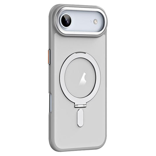 For iPhone Air Airbag MagSafe Shockproof Frosted Phone Case with Fold Holder(Grey) - iPhone Air Cases by buy2fix | Online Shopping UK | buy2fix