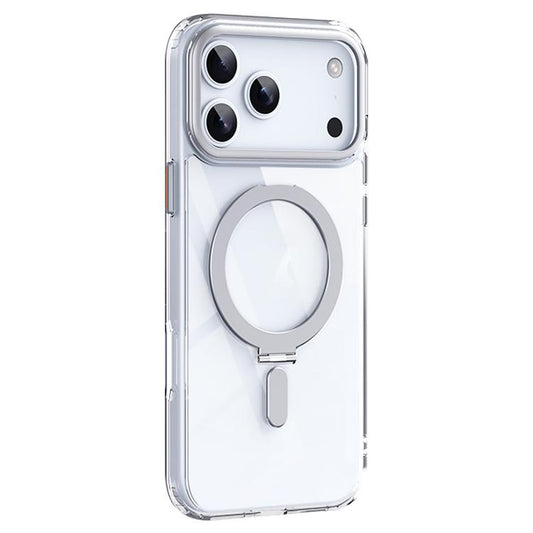 For iPhone 17 Pro Max Airbag MagSafe Shockproof Frosted Phone Case with Fold Holder(Silver) - iPhone 17 Pro Max Cases by buy2fix | Online Shopping UK | buy2fix