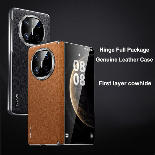 For Huawei Mate X6 SULADA Frameless Top Layer Cowhide Leather Hybrid PC Phone Case(Red) - Huawei Cases by SULADA | Online Shopping UK | buy2fix