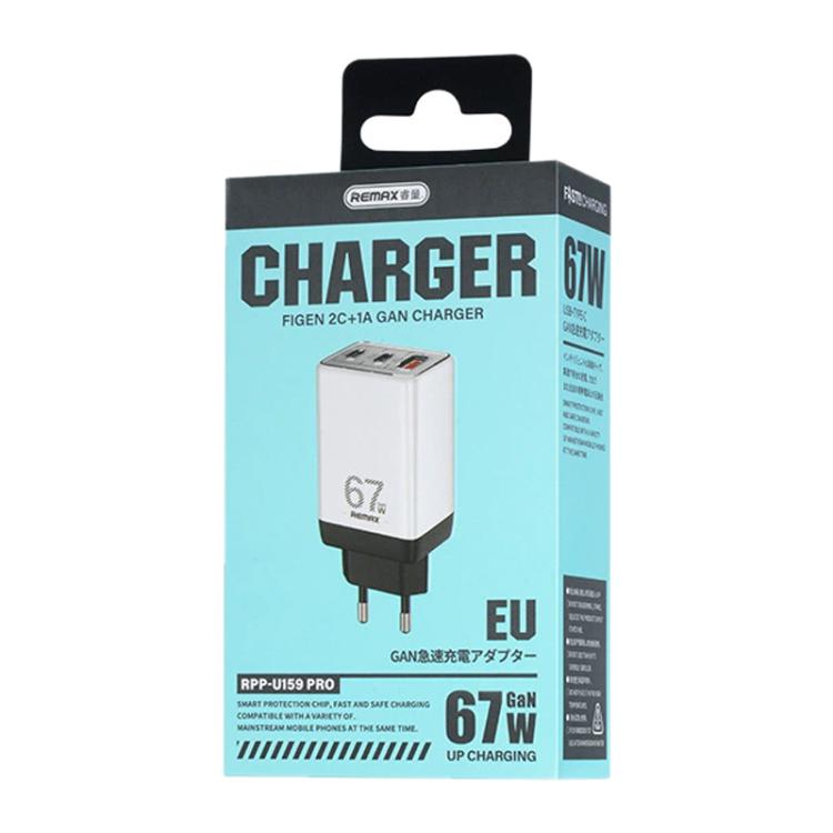 REMAX RP-U159PRO Figen Series 67W Dual Type-C USB GaN Laptop Charger, Plug:EU Plug(White) - USB Charger by REMAX | Online Shopping UK | buy2fix