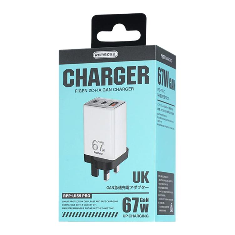 REMAX RP-U159PRO Figen Series 67W Dual Type-C USB GaN Laptop Charger, Plug:UK Plug(White) - USB Charger by REMAX | Online Shopping UK | buy2fix