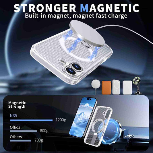 For iPhone 17 Honeycomb Cooling MagSafe Holder Phone Case(Frosted Transparent) - iPhone 17 Cases by buy2fix | Online Shopping UK | buy2fix