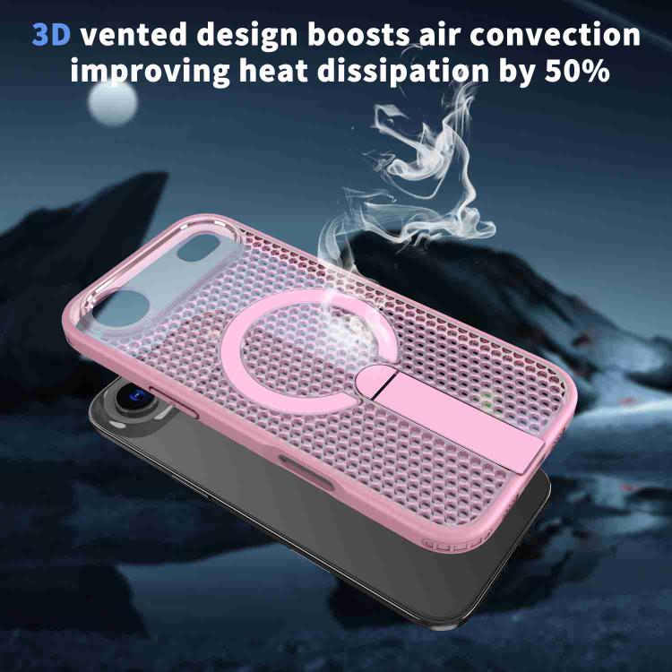 For iPhone Air Honeycomb Cooling MagSafe Holder Phone Case(Pink) - iPhone Air Cases by buy2fix | Online Shopping UK | buy2fix