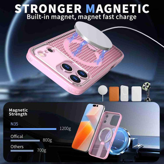 For iPhone 17 Pro Max Honeycomb Cooling MagSafe Holder Phone Case(Pink) - iPhone 17 Pro Max Cases by buy2fix | Online Shopping UK | buy2fix