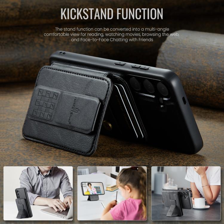 For Samsung Galaxy S24 FE 5G Fierre Shann FS028 MagSafe RFID Card Holder Back Phone Case(Black) - Galaxy S24 FE 5G Cases by FIERRE SHANN | Online Shopping UK | buy2fix