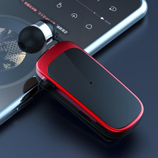 K52 Business Lavalier Retractable Cable Bluetooth Earphone(Black Red) - Bluetooth Earphone by buy2fix | Online Shopping UK | buy2fix