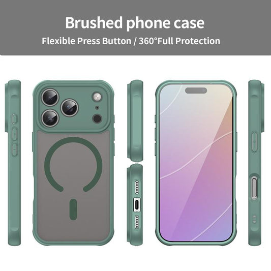 For iPhone 17 Pro Fan Dun Series TPU Hybrid PC Frosted Magsafe Phone Case(Green) - iPhone 17 Pro Cases by buy2fix | Online Shopping UK | buy2fix