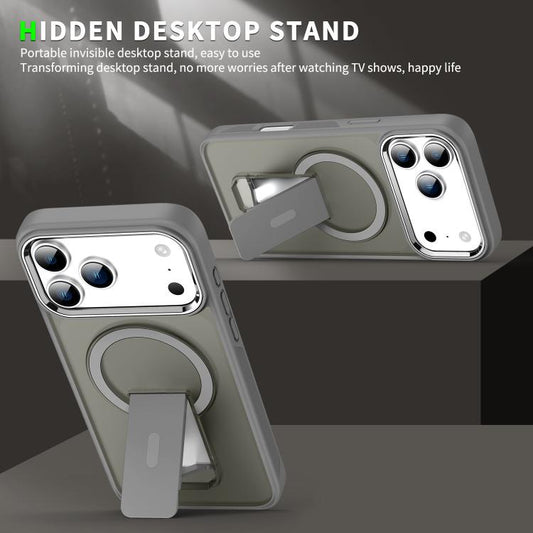 For iPhone 17 Pro Max Acrylic Hybrid TPU MagSafe Holder Phone Case(Titanium Grey) - iPhone 17 Pro Max Cases by buy2fix | Online Shopping UK | buy2fix