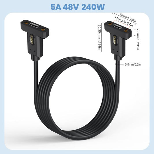 USB4 Type-C Female Ear to Type-C Female Ear Screw Fixed Panel Extension Cable, Length:1.8m - Cable & Adapters by buy2fix | Online Shopping UK | buy2fix