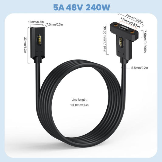 USB4 Type-C Female to Type-C Female Ear Screw Fixed Panel Extension Cable, Length:1.8m - Cable & Adapters by buy2fix | Online Shopping UK | buy2fix