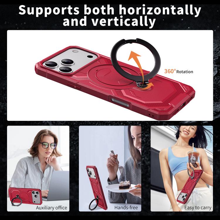 For iPhone 17 Pro Frosted MagSafe Holder Phone Case(Red) - iPhone 17 Pro Cases by buy2fix | Online Shopping UK | buy2fix