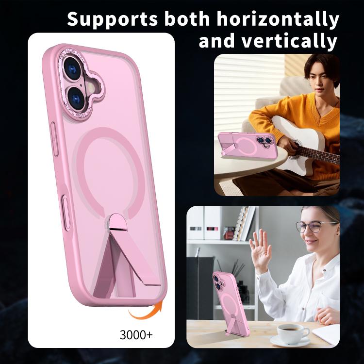 For iPhone 17 Star Shine Series TPU + PC MagSafe Phone Case with Fold Holder(Pink) - iPhone 17 Cases by buy2fix | Online Shopping UK | buy2fix