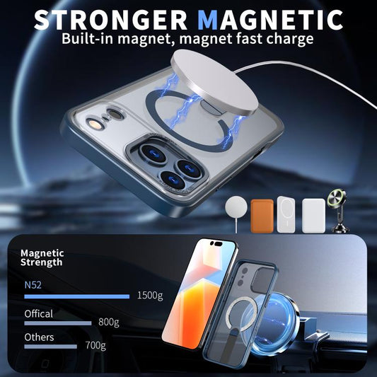 For iPhone 17 Pro Star Shine Series TPU + PC MagSafe Phone Case with Fold Holder(Navy Blue) - iPhone 17 Pro Cases by buy2fix | Online Shopping UK | buy2fix