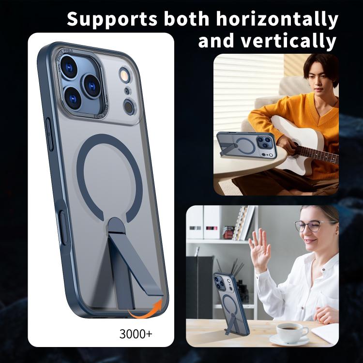 For iPhone 17 Pro Star Shine Series TPU + PC MagSafe Phone Case with Fold Holder(Navy Blue) - iPhone 17 Pro Cases by buy2fix | Online Shopping UK | buy2fix