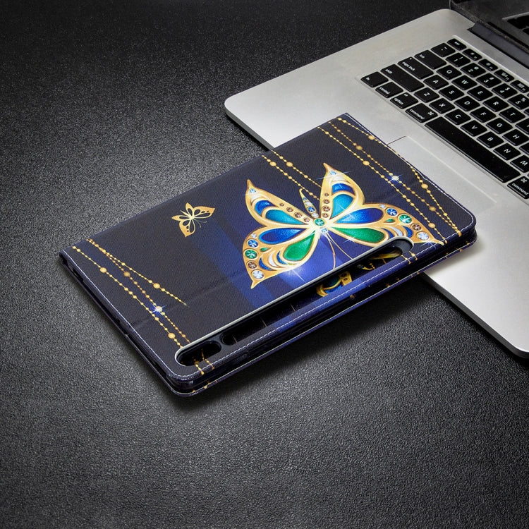 For Samsung Galaxy Tab S8 / Galaxy Tab S7 T870 Colored Drawing Pattern Horizontal Flip Leather Case with Holder & Card Slots & Wallet(Big Butterfly) by buy2fix