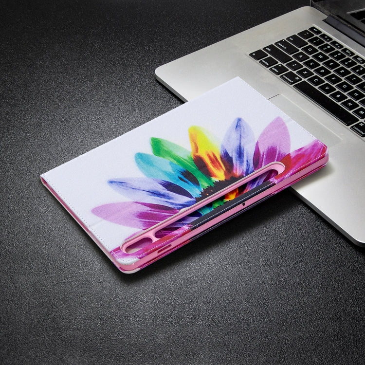 For Samsung Galaxy Tab S8 / Galaxy Tab S7 T870 Colored Drawing Pattern Horizontal Flip Leather Case with Holder & Card Slots & Wallet(Sunflower) by buy2fix