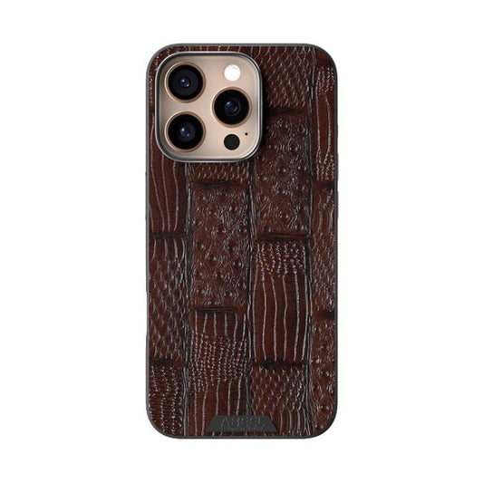 For iPhone 16 Pro ABEEL Beast Pattern 6D Micro-Embossed MagSafe Genuine Leather Phone Case(Brown) - iPhone 16 Pro Cases by buy2fix | Online Shopping UK | buy2fix