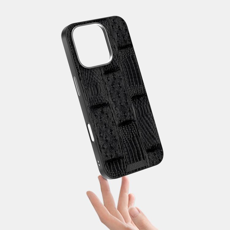 For iPhone 15 Pro ABEEL Beast Pattern 6D Micro-Embossed MagSafe Genuine Leather Phone Case(Black) - iPhone 15 Pro Cases by buy2fix | Online Shopping UK | buy2fix