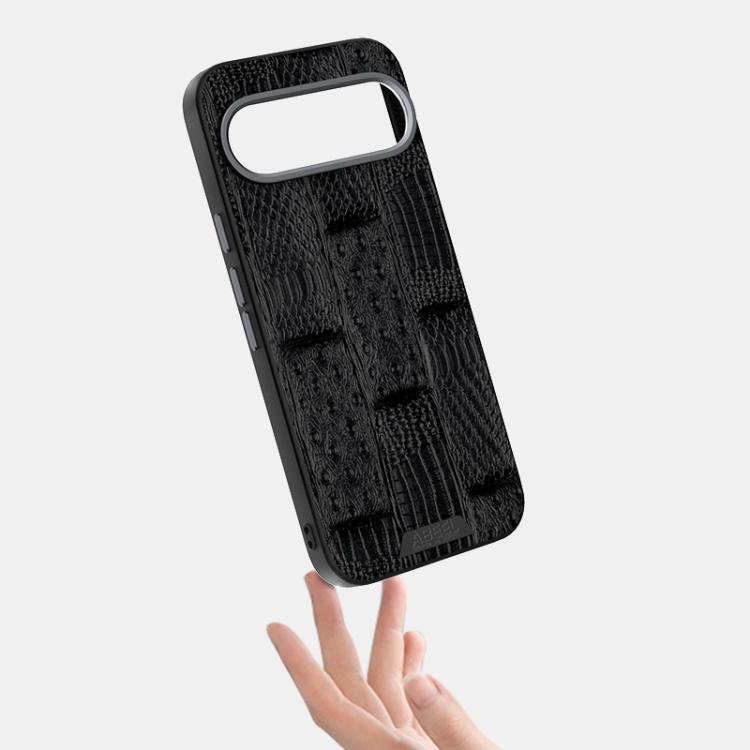 For Google Pixel 10 Pro XL ABEEL Beast Pattern 6D Micro-Embossed MagSafe Genuine Leather Phone Case(Black) - Google Cases by buy2fix | Online Shopping UK | buy2fix