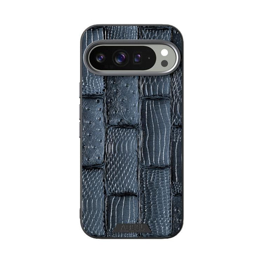 For Google Pixel 10 / 10 Pro ABEEL Beast Pattern 6D Micro-Embossed MagSafe Genuine Leather Phone Case(Blue) - Google Cases by buy2fix | Online Shopping UK | buy2fix