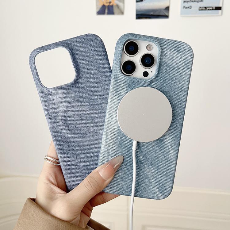 For iPhone 17 Denim MagSafe Magnetic PC + PU Phone Case(Dark Grey) - iPhone 17 Cases by buy2fix | Online Shopping UK | buy2fix
