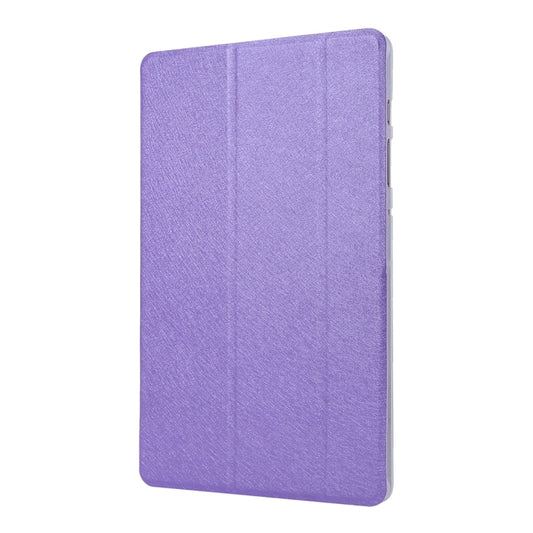 For Samsung Galaxy Tab S8 / Galaxy Tab S7 / T870 Silk Texture Three-fold Horizontal Flip Leather Case with Holder & Pen Slot(Purple) by buy2fix
