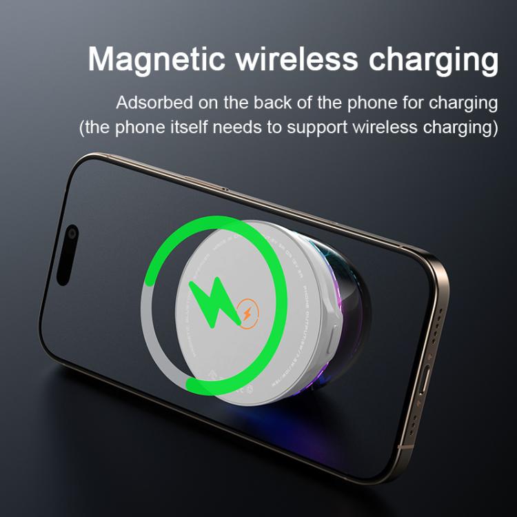 R9 Portable RGB Light Smart Bluetooth Speaker Magnetic Phone Holder Wireless Charger(Black) - Mini Speaker by buy2fix | Online Shopping UK | buy2fix