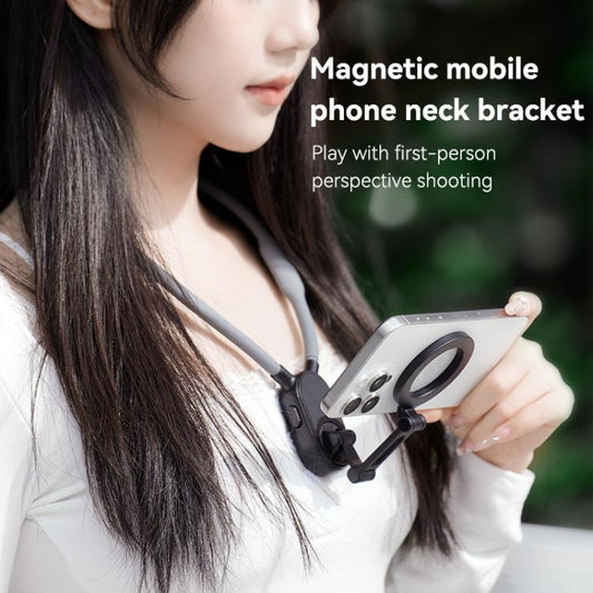 Collar Neck Hanger Magnetic Phone Holder(Skin Feel Gray) - Lazy Bracket by buy2fix | Online Shopping UK | buy2fix