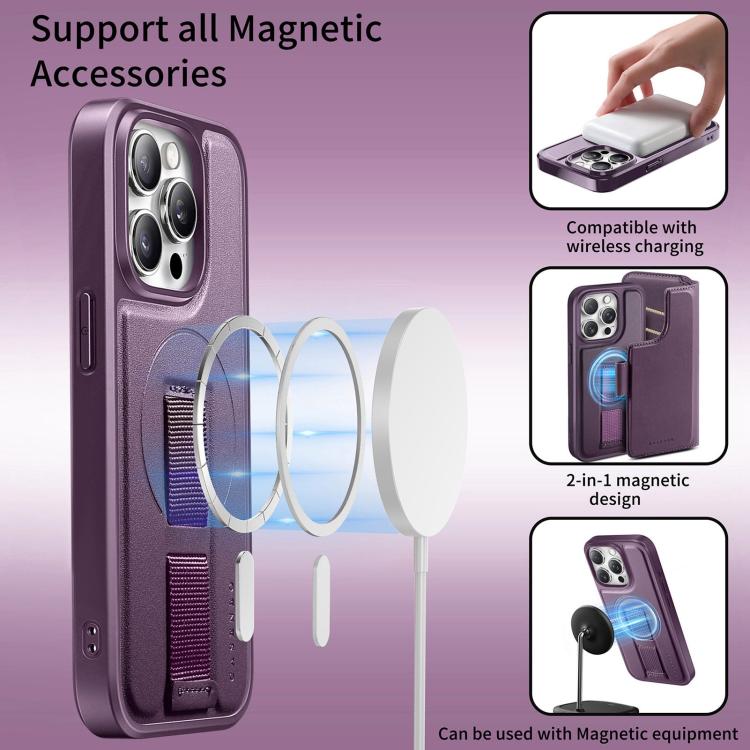 For iPhone 13 Pro Max CaseNeo Finger Grip Strap MagSafe Leather Phone Case(Purple) - iPhone 13 Pro Max Cases by CaseNeo | Online Shopping UK | buy2fix