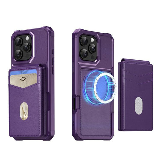 For iPhone 16 Pro Max 2-in-1 Magnetic Wallet MagSafe Leather Back Phone Case(Purple) - iPhone 16 Pro Max Cases by buy2fix | Online Shopping UK | buy2fix