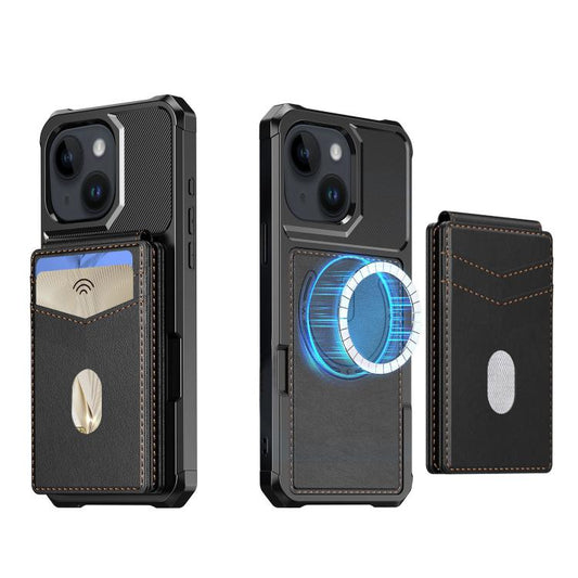 For iPhone 14 2-in-1 Magnetic Wallet MagSafe Leather Back Phone Case(Black) - iPhone 14 Cases by buy2fix | Online Shopping UK | buy2fix