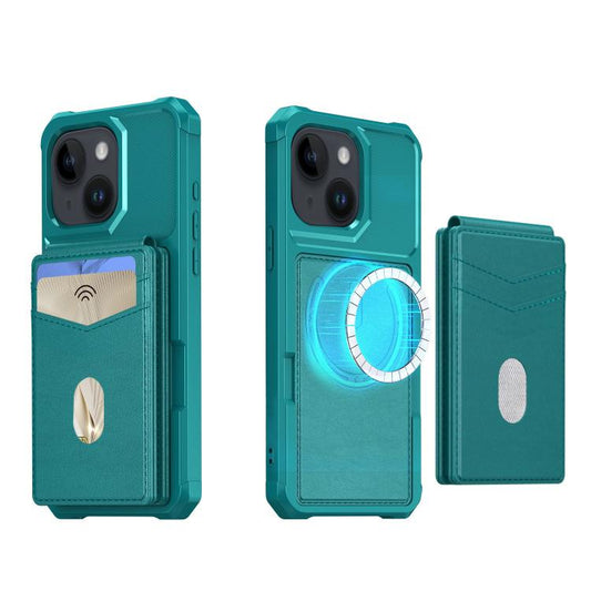 For iPhone 14 2-in-1 Magnetic Wallet MagSafe Leather Back Phone Case(Green) - iPhone 14 Cases by buy2fix | Online Shopping UK | buy2fix