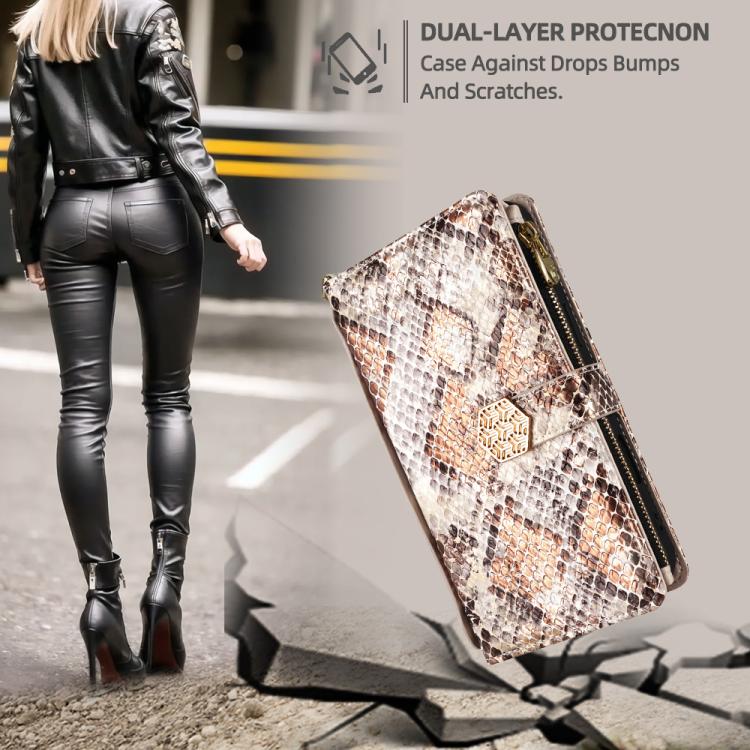 For iPhone 12 / 12 Pro Crossbody Handle Snake Texture Leather Phone Case(White) - iPhone 12 / 12 Pro Cases by buy2fix | Online Shopping UK | buy2fix
