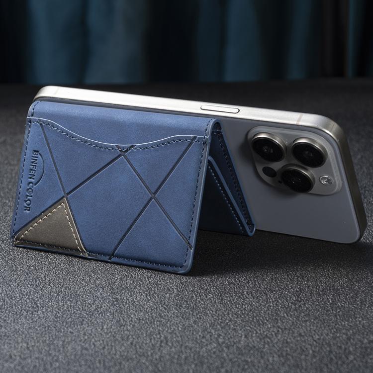 Prismatic Leather Horizontal Magnetic Wallet Card Bag Case(Blue) - Adhesive Card Holders by buy2fix | Online Shopping UK | buy2fix