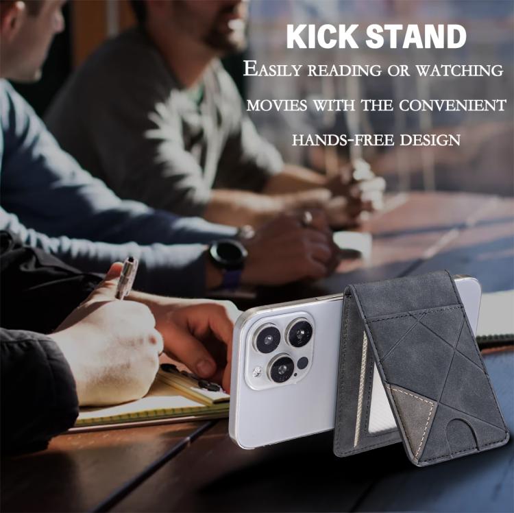 Prismatic Leather Vertical Magnetic Wallet Card Bag Case(Black) - Adhesive Card Holders by buy2fix | Online Shopping UK | buy2fix