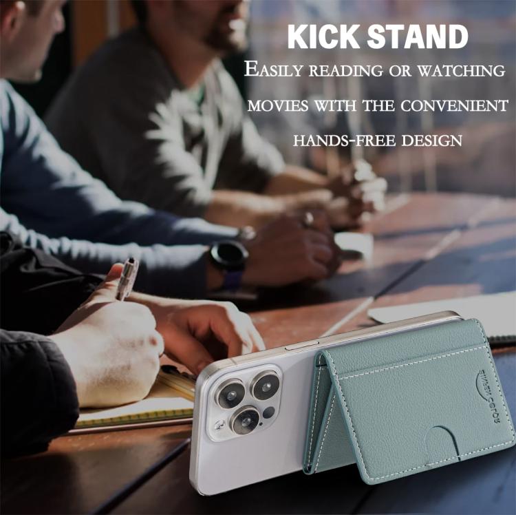 Solid Color Leather Horizontal Magnetic Wallet Card Bag Case(Green) - Adhesive Card Holders by buy2fix | Online Shopping UK | buy2fix