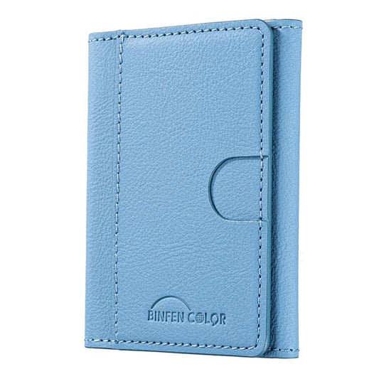 Solid Color Leather Horizontal Magnetic Wallet Card Bag Case(Light Blue) - Adhesive Card Holders by buy2fix | Online Shopping UK | buy2fix