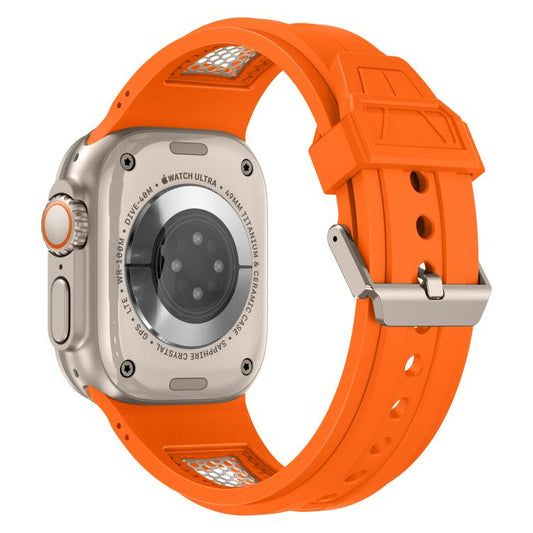 For Apple Watch 46mm / 49mm / 45mm / 44mm Kalebol Honeycomb TPU Titanium Mesh Strap(Orange Titanium Net) - Watch Bands by Kalebol | Online Shopping UK | buy2fix