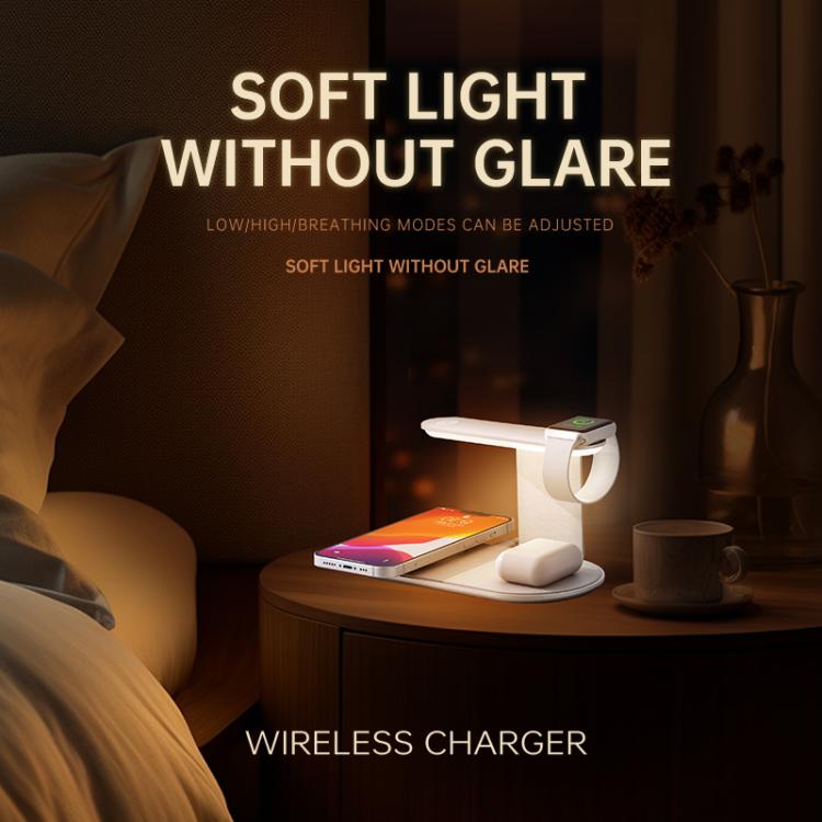 V2206 3 in 1 15W Wireless Charger with Night Light(Black) - Wireless Charger by buy2fix | Online Shopping UK | buy2fix